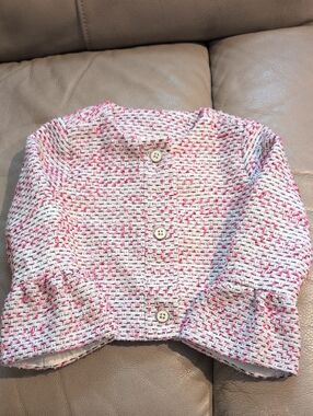 Janie and Jack Pink, Black and White Tweed Girls' Blazer Size 4T